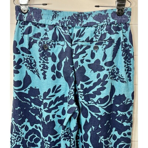 Soft Surroundings Lucca Wide Leg Linen Pants Women S Floral Blue Green NWOT - Picture 5 of 11